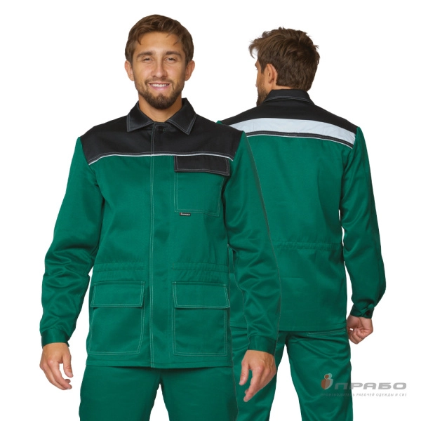 Костюм мужской "Ударник" тёмно-зелёный/чёрный