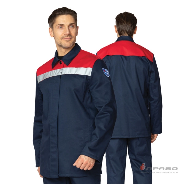 Костюм огнестойкий 1 класса защиты х/б с ОП пропиткой синий/красный (куртка и брюки). Артикул: Теп123. #REGION_MIN_PRICE# в г. Москва
