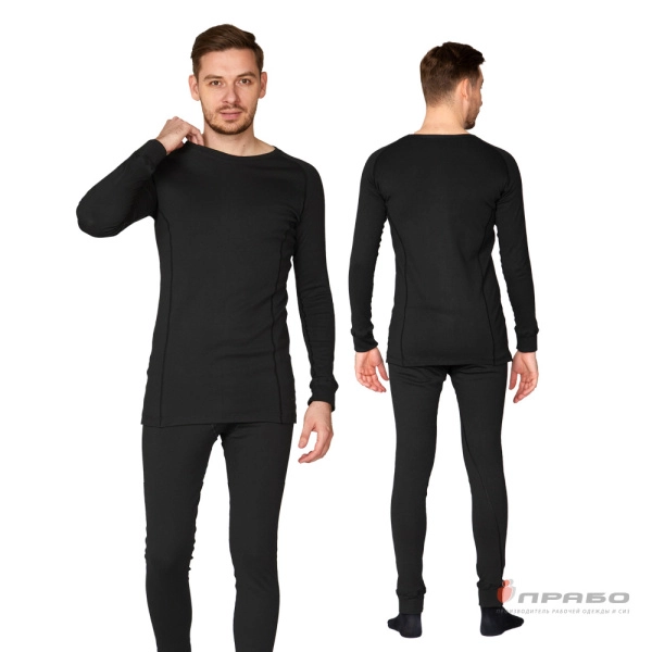 Термобельё мужское х/б однослойное чёрное (кальсоны), 270 г/м². Артикул: 11313. #REGION_MIN_PRICE#