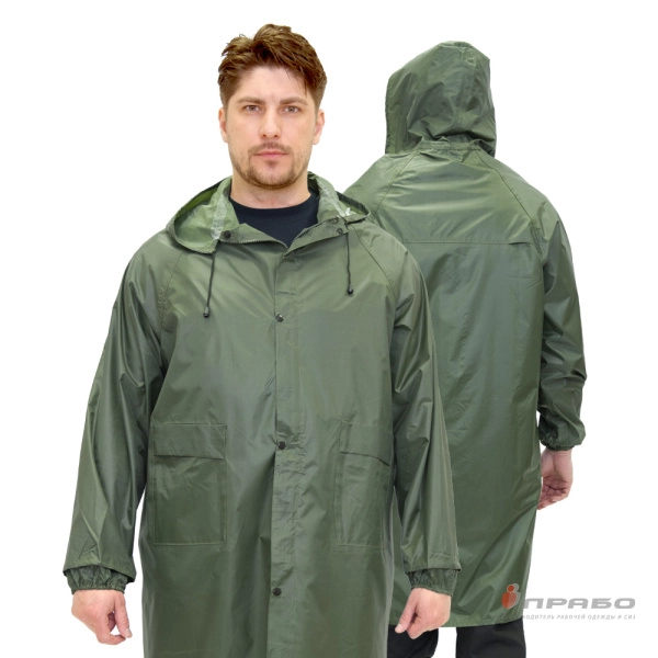 Плащ влагозащитный нейлоновый с ПВХ-покрытием зелёный. Артикул: Вл303. #REGION_MIN_PRICE# в г. Новосибирск