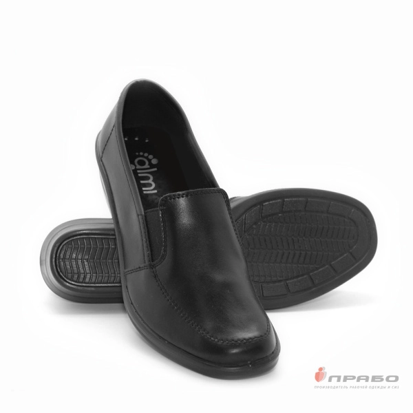 Туфли женские кожаные закрытые с ПВХ-подошвой чёрные