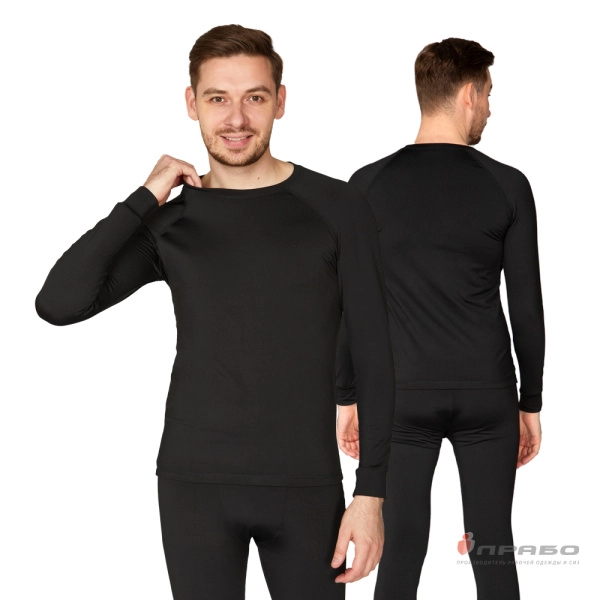Термобельё мужское из полиэстера чёрное (фуфайка), 200 г/м². Артикул: 11309. #REGION_MIN_PRICE#