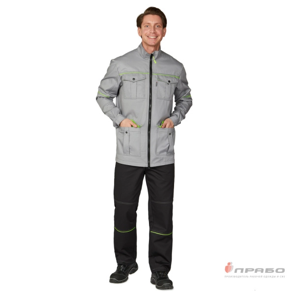 Куртка мужская «Эко-Босс» светло-серая/лимонная. Артикул: 10690. #REGION_MIN_PRICE# в г. Новосибирск