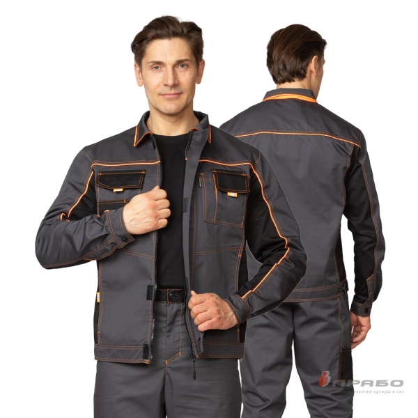 Костюм мужской «Бренд 1 2020» тёмно-серый/тёмно-серый/чёрный (куртка и брюки). Артикул: 9408. #REGION_MIN_PRICE# в г. Москва