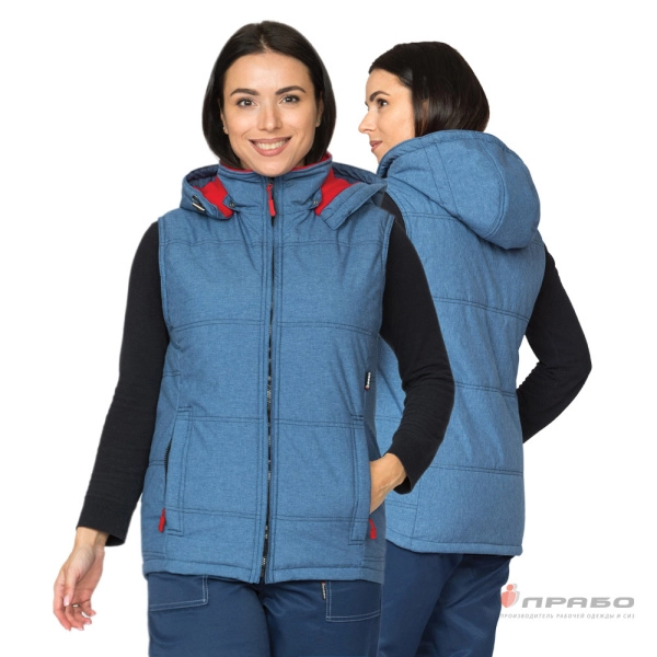 Жилет женский утеплённый «Амур» синий/красный. Артикул: Жил205. #REGION_MIN_PRICE# в г. Казань