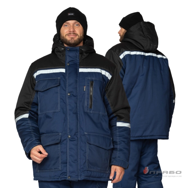 Костюм мужской утеплённый «Азимут» синий/чёрный (куртка и брюки). Артикул: Кос204. #REGION_MIN_PRICE# в г. Новосибирск