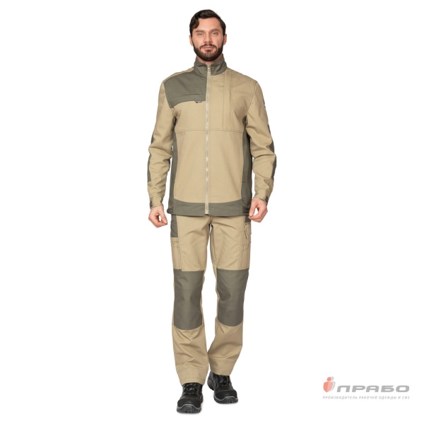 Костюм мужской Suomi 2020 бежевый/олива премиум (куртка и брюки). Артикул: Кос10220б. #REGION_MIN_PRICE# в г. Новосибирск