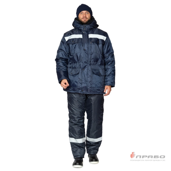 Костюм мужской утеплённый «Мастер 2» тёмно-синий (куртка и полукомбинезон). Артикул: Кос221. #REGION_MIN_PRICE# в г. Москва