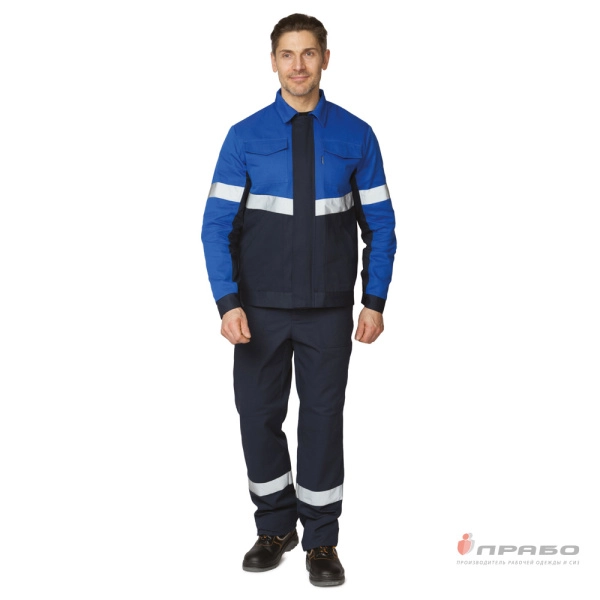 Костюм мужской «Вираж» тёмно-синий/василёк (куртка и брюки). Артикул: Кос1081. #REGION_MIN_PRICE# в г. Москва
