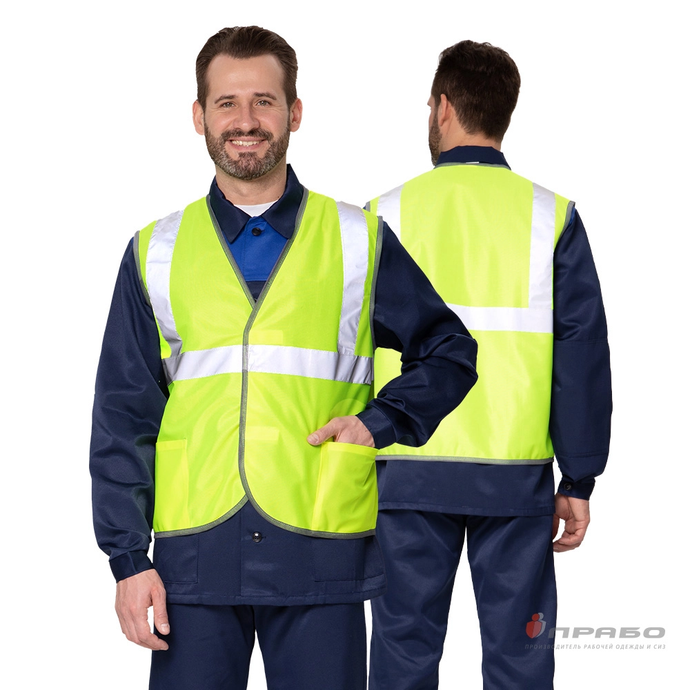 Жилет сигнальный «Спектр Лайт 2» лимонный с застёжкой на ленте велькро. Артикул: Жил107. #REGION_MIN_PRICE# в г. Москва