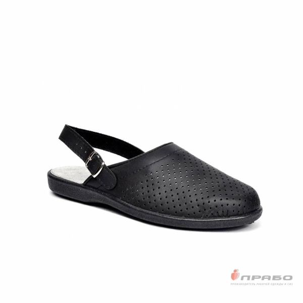 Сабо кожаные мужские с подошвой ПВХ чёрные (натуральная кожа)