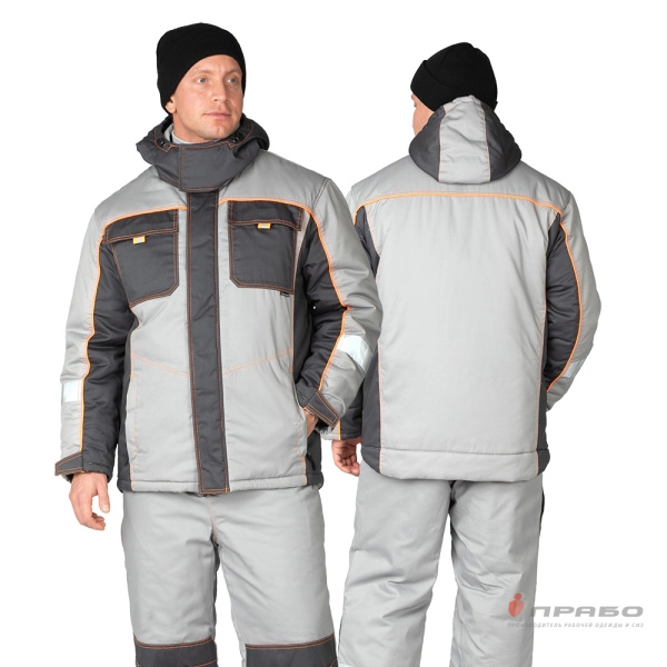 Костюм мужской утеплённый "Бренд" серый/серый (куртка и полукомбинезон)