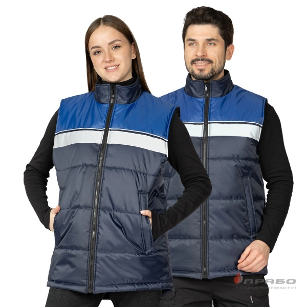 Жилет утеплённый «Свирь» тёмно-синий/василёк. Артикул: 12949. #REGION_MIN_PRICE# в г. Москва