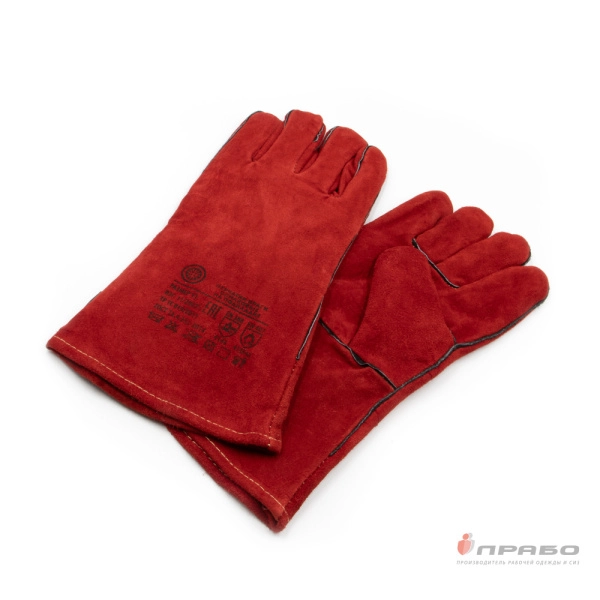 Краги спилковые пятипалые «Трек Кевлар» для сварщика. Артикул: Кр116. #REGION_MIN_PRICE#