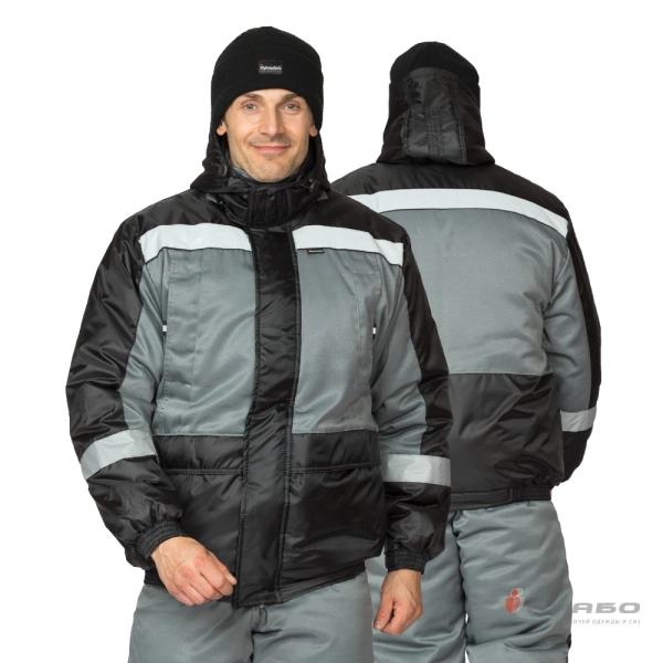 Костюм мужской утеплённый «Стайл-М» серый/чёрный (куртка и полукомбинезон). Артикул: 9523. #REGION_MIN_PRICE# в г. Москва