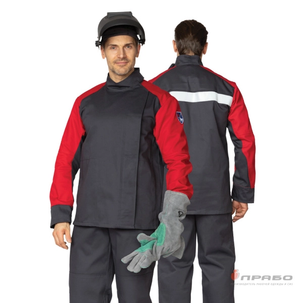 Костюм огнестойкий «Гектор» серый/красный 1 класса защиты (куртка и брюки). Артикул: Теп131. #REGION_MIN_PRICE# в г. Москва