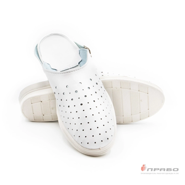 Сабо из искусственной кожи женские белые. Артикул: Кож134Б. #REGION_MIN_PRICE# в г. Москва