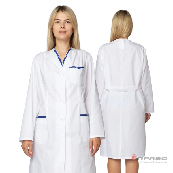 Халат женский "Олеся" белый/василёк