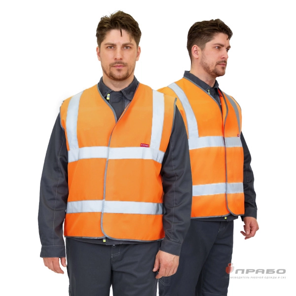 Жилет сигнальный "ТРАКТ" оранжевый с застёжкой на липкой ленте