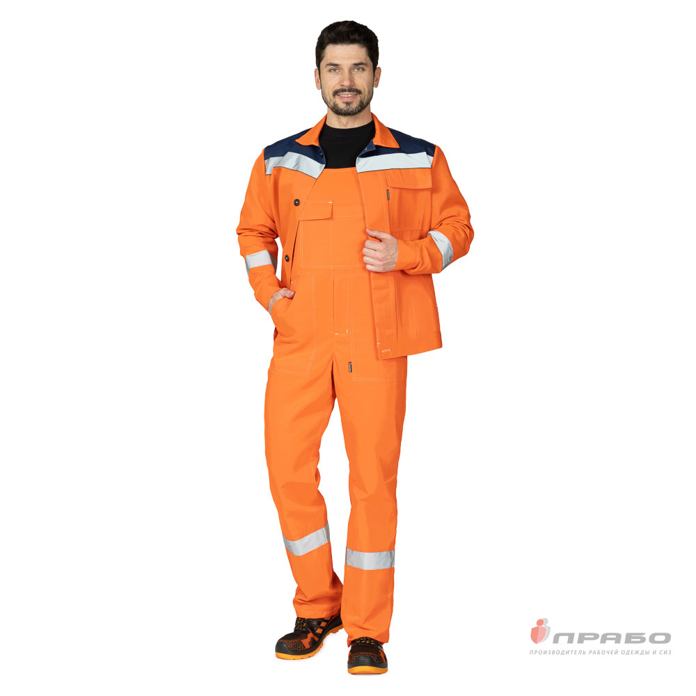 Костюм мужской «Пантеон 2 СОП» оранжевый/тёмно-синий (куртка и полукомбинезон). Артикул: Кос119с. Цена от 2 260,00 р. в г. Санкт-Петербург
