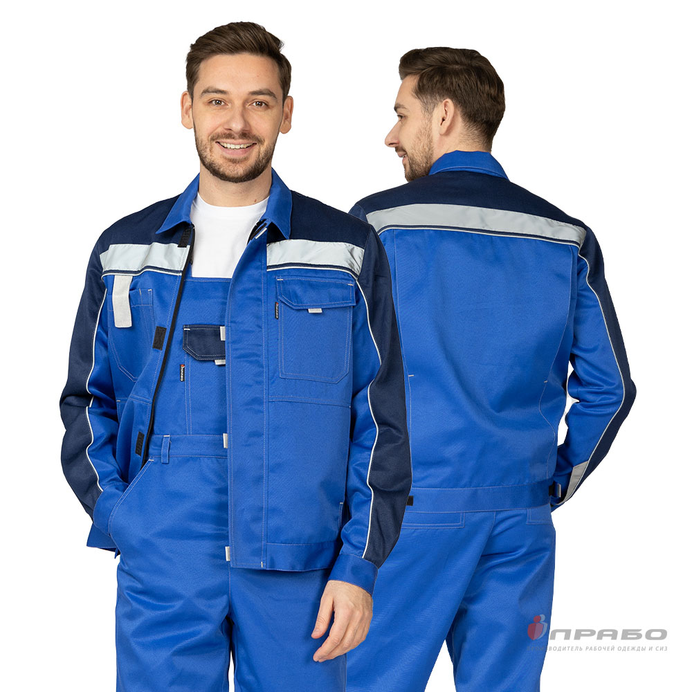 Костюм мужской «Уни-Спец 2» СОП василёк/тёмно-синий (куртка и полукомбинезон). Артикул: 12679. Цена от 1 895,00 р. в г. Москва