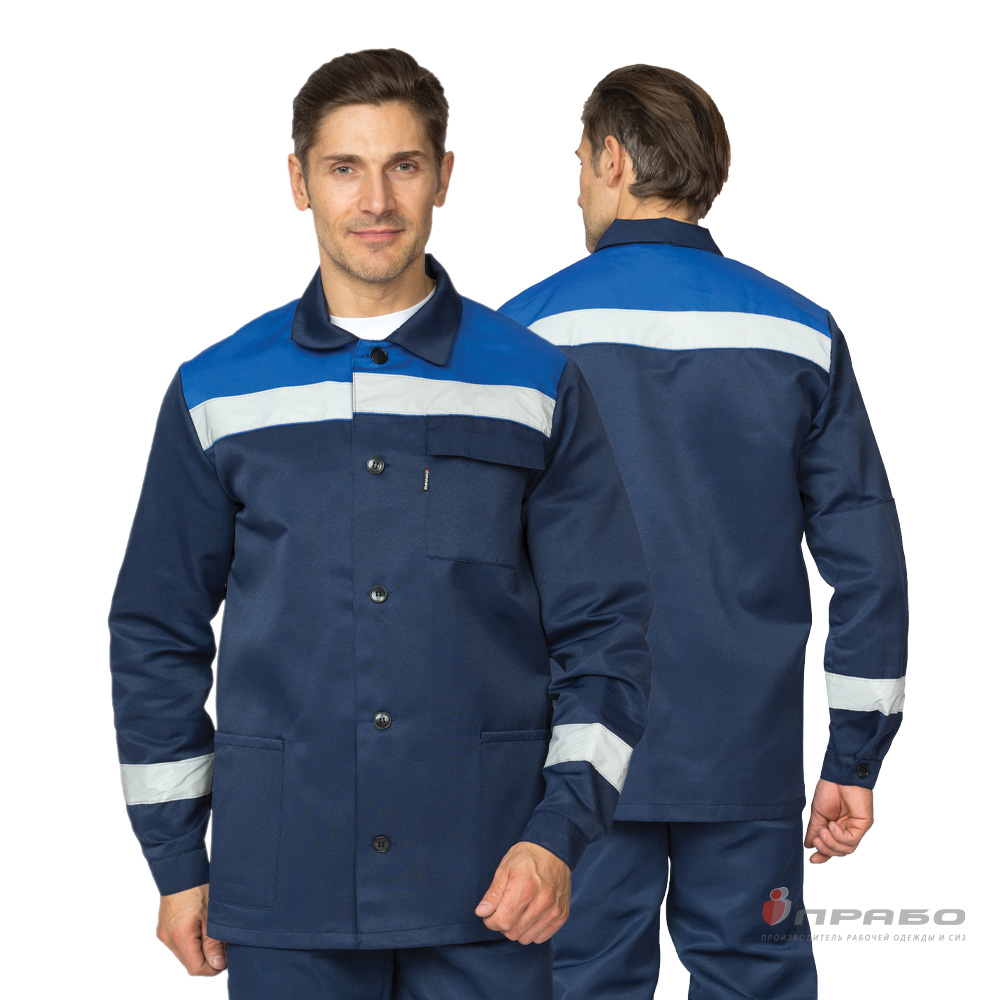 Костюм мужской летний «Стандарт 1 СОП» тёмно-синий/василёк (куртка и брюки). Артикул: 9407. #REGION_MIN_PRICE# в г. Екатеринбург