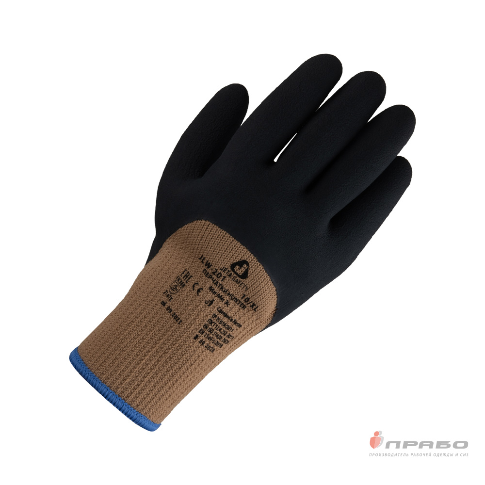 Перчатки полиэфирные  утеплённые с 3/4 губчатым латексным покрытием Jeta Safety JLW-201. Артикул: 11560. Цена от 179,00 р.