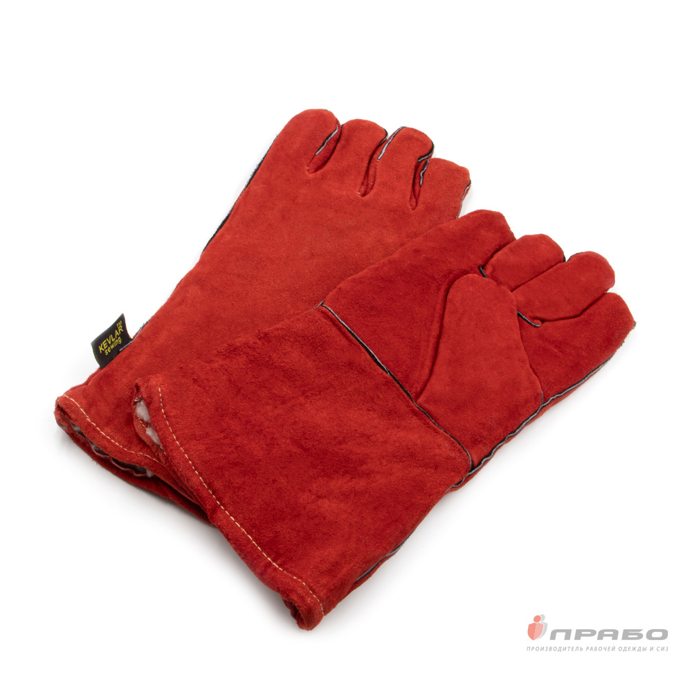 Краги спилковые пятипалые «Трек» утеплённые (искусственный мех). Артикул: Кр110. #REGION_MIN_PRICE#