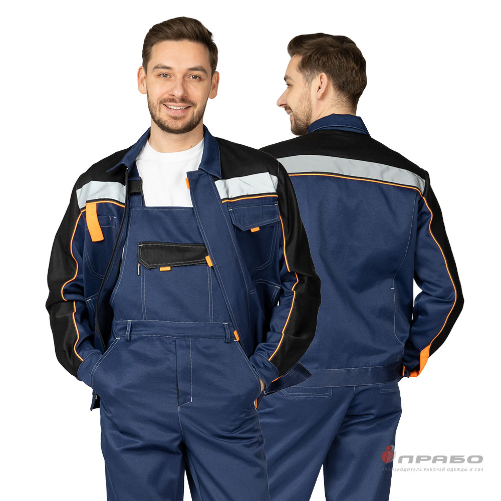 Костюм мужской «Уни-Спец 2» СОП тёмно-синий/чёрный (куртка и полукомбинезон). Артикул: 12679. Цена от 1 895,00 р. в г. Москва