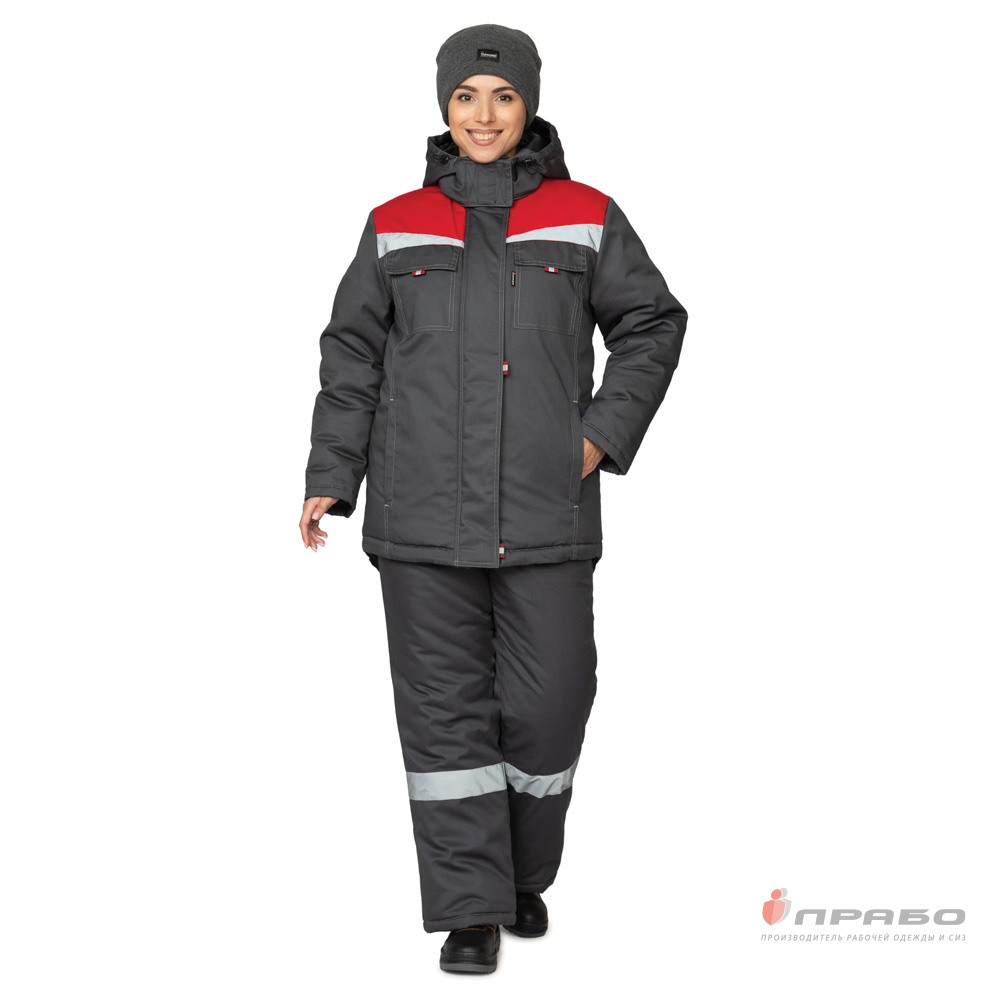 Куртка женская утеплённая «Профессионал» тёмно-серая/красная. Артикул: 9646. #REGION_MIN_PRICE# в г. Санкт-Петербург