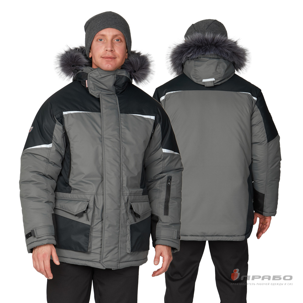 Куртка мужская утеплённая «Сюрвейер» тёмно-серый/чёрный. Артикул: 10934. Цена от 9 770,00 р. в г. Москва