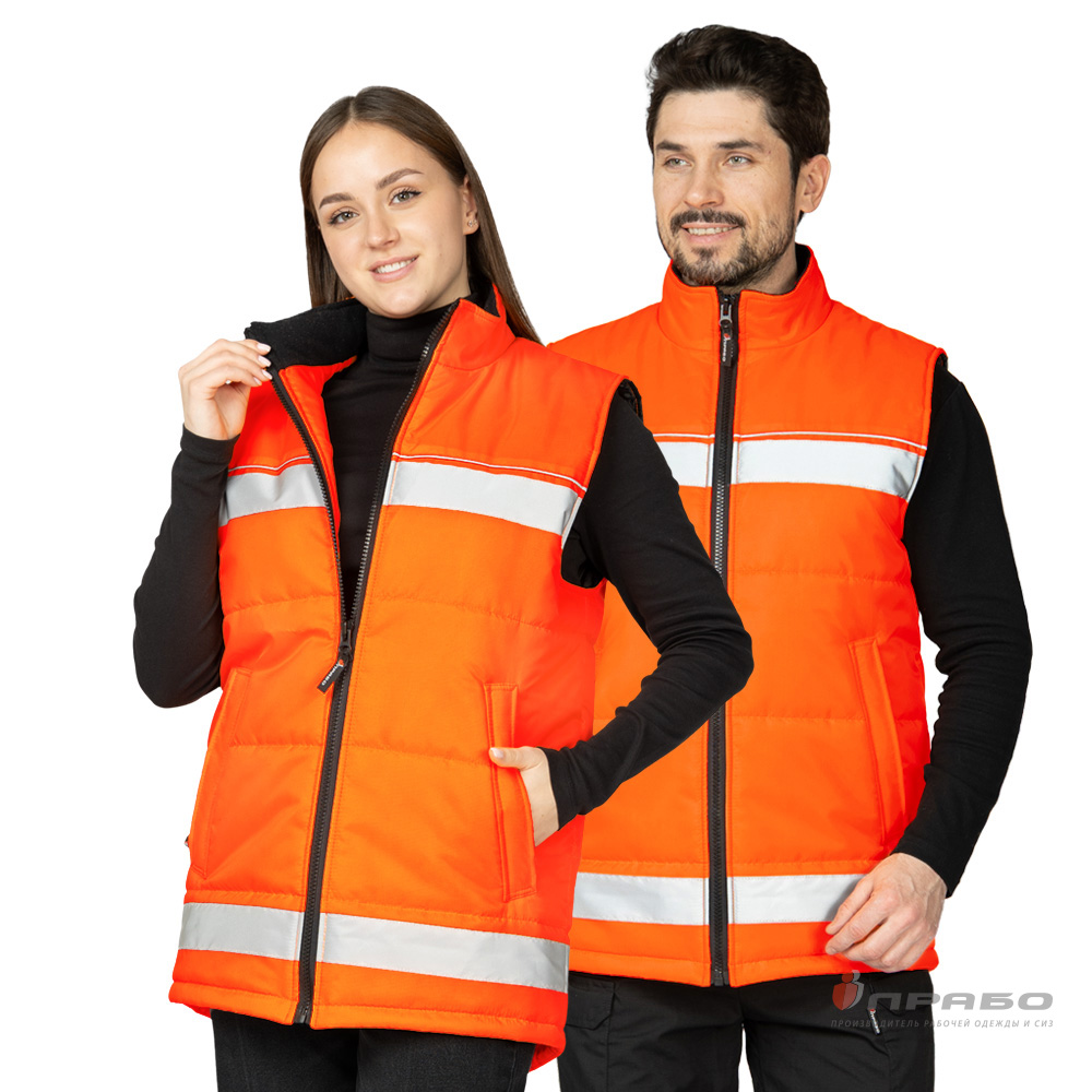 Жилет утеплённый «Хайвиз» оранжевый. Артикул: 13033. Цена от 1 145,00 р. в г. Москва